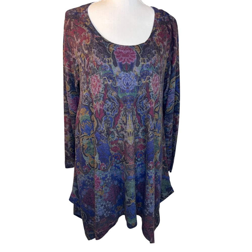 Softโ Surroundings Paisley Floral Sharkbite Tunic Top Oversized Boho Petite S